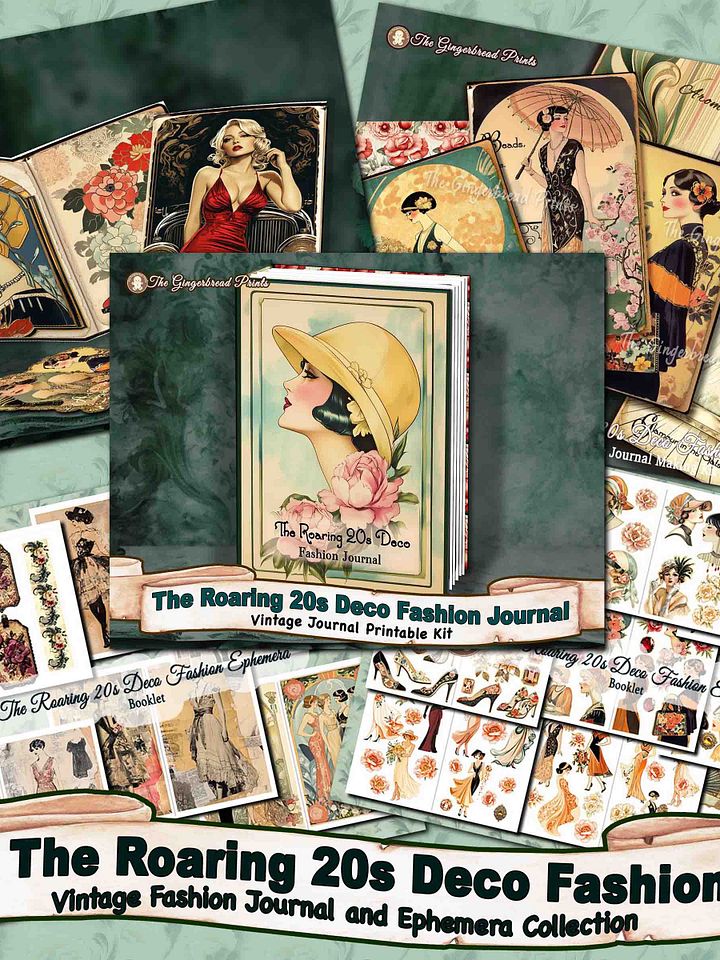 The Roaring 20s Deco Fashion Journal + Ephemera Jumbo kit Digital Download product image (1)