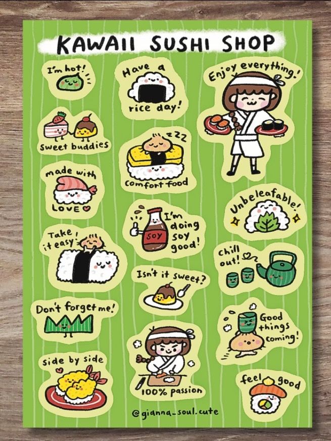 Kawaii Sushi Shop | Positivity Sticker Sheet product image (1)