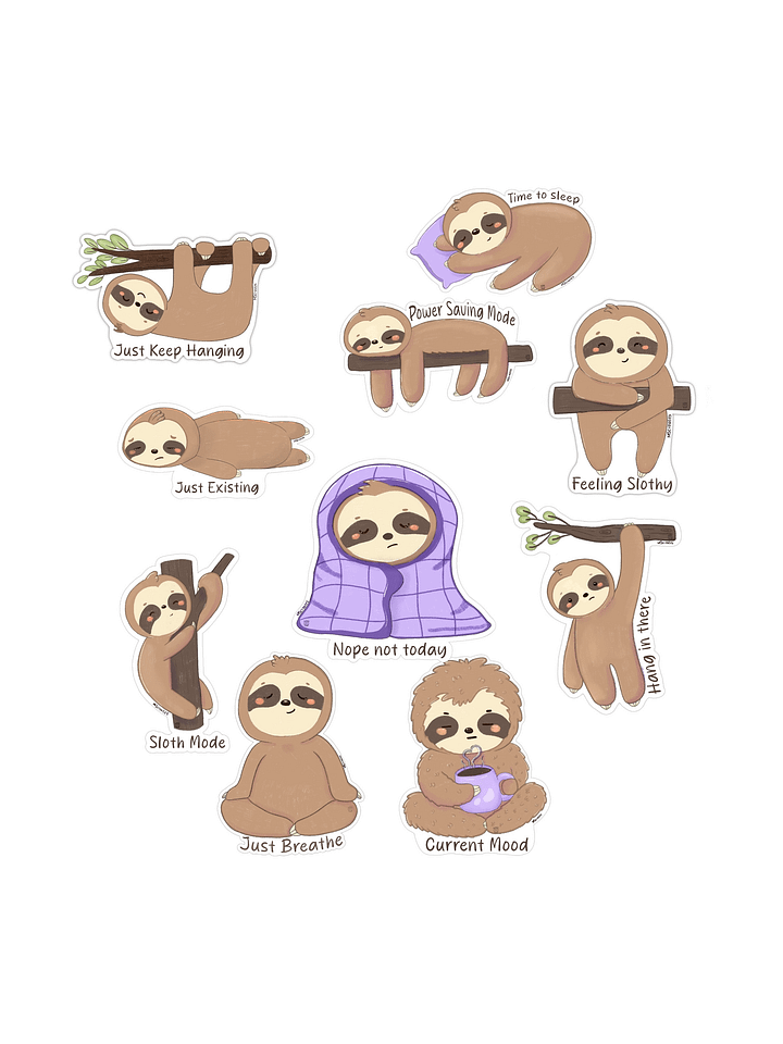 Sloth Mental Health Sticker Collection product image (1)