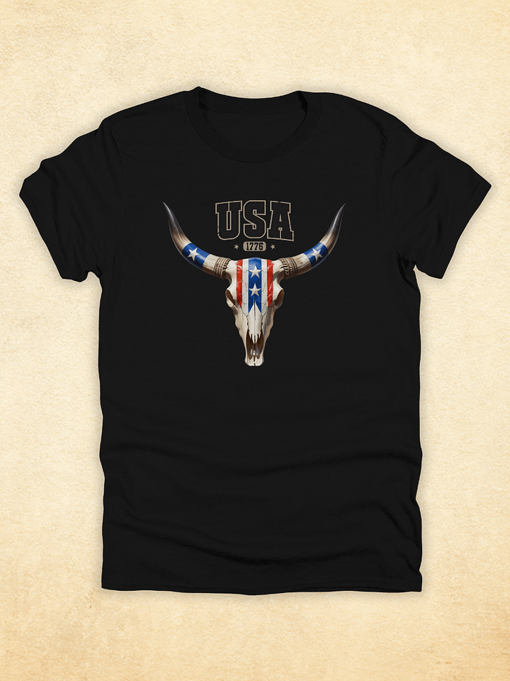 USA Cow Skull Shirt Western Patriotic Cowboy Tee product image (2)