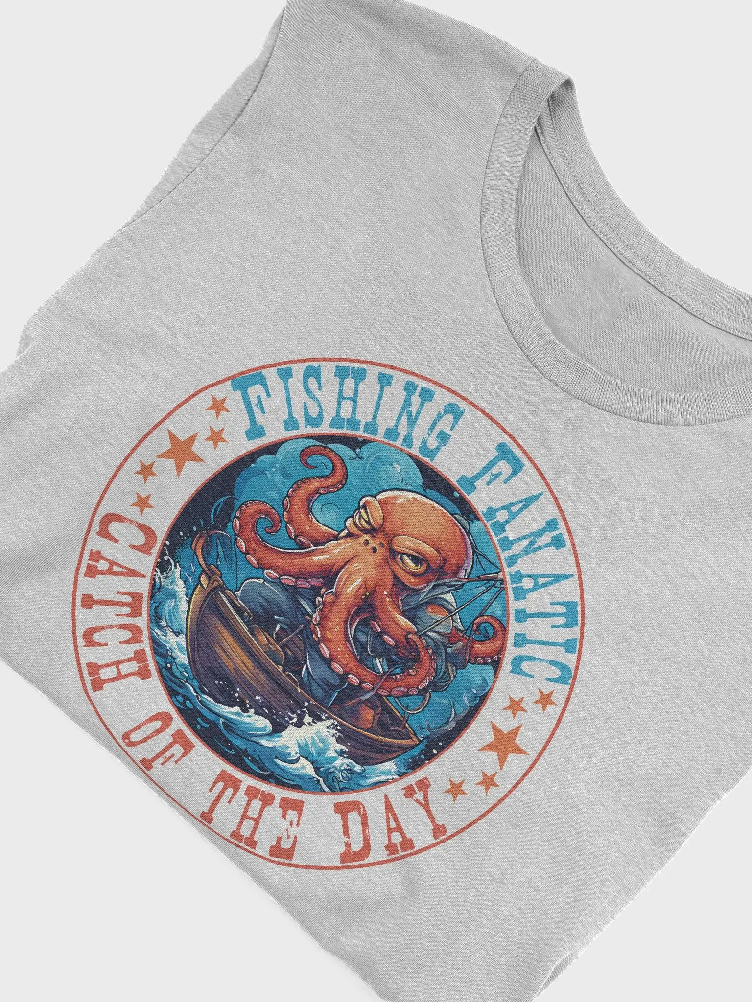 Fishing Fanatic Catch of the Day Funny T-Shirt - Octopus on a Boat Fishing product image (5)