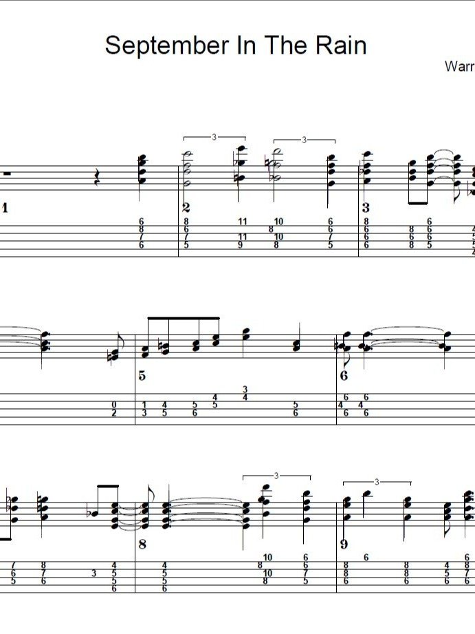 September in the rain - Guitar sheet music product image (1)