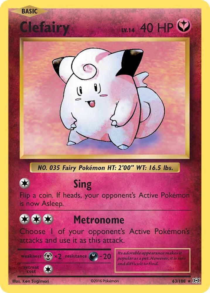Pokémon Trading Card – Clefairy (Pokémon Evolutions, #63/108) - NM product image (1)