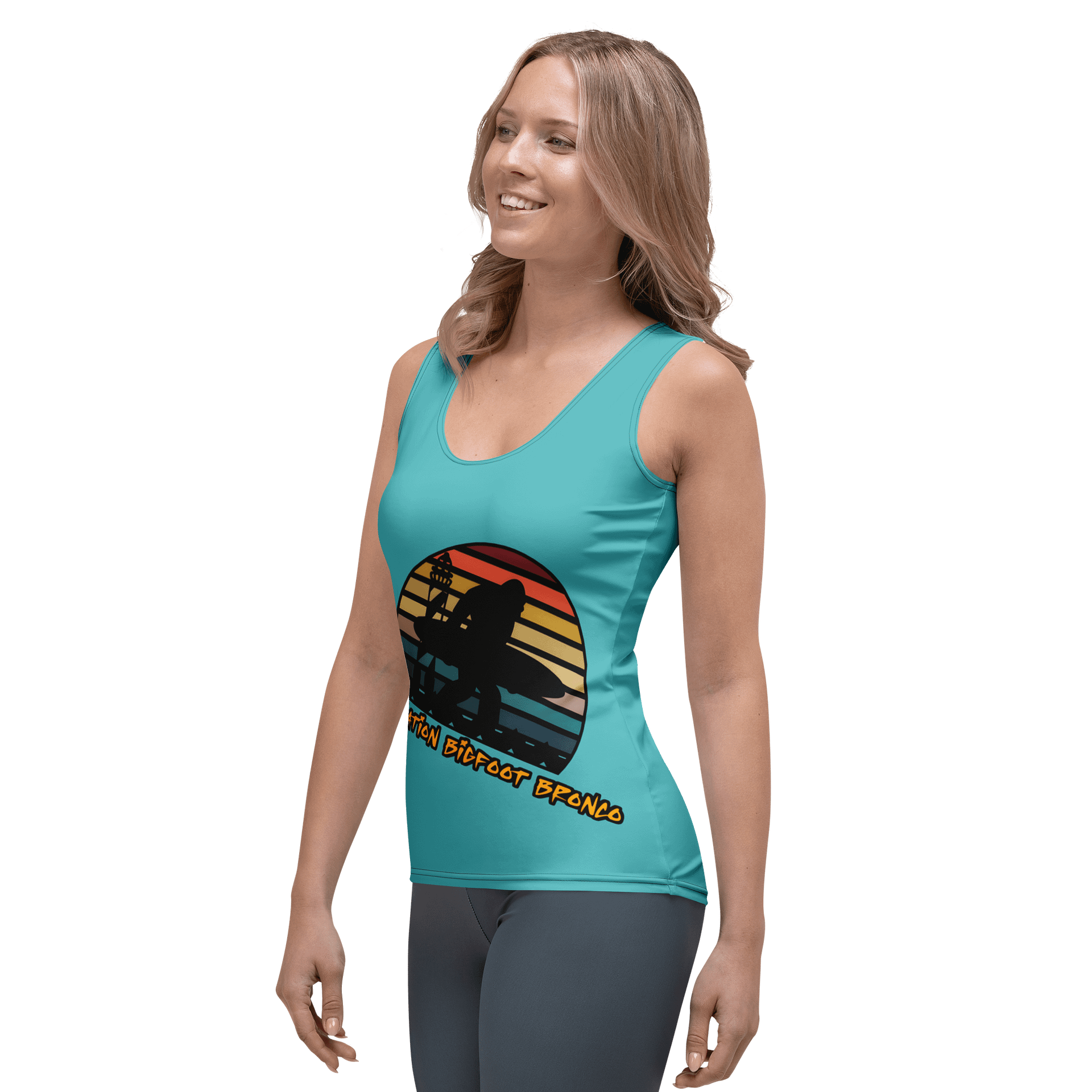 Destination Bigfoot Bronco Slanted Classic Logo Women's Tank (Dark Turqouise) product image (3)