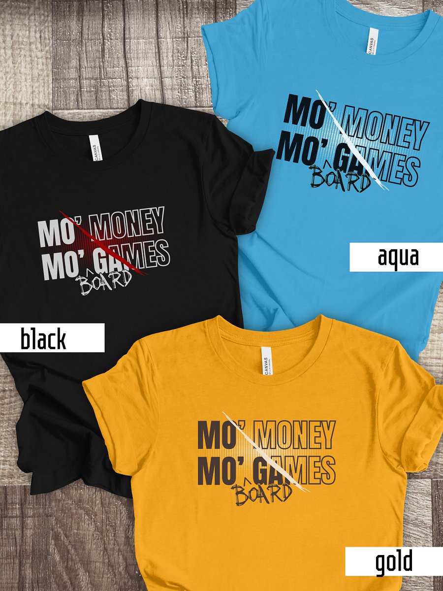 90s Rap Shirt for Board Gamers, Cool Unisex Gamer Gold T-shirt, Mo Money Mo Board Games product image (2)