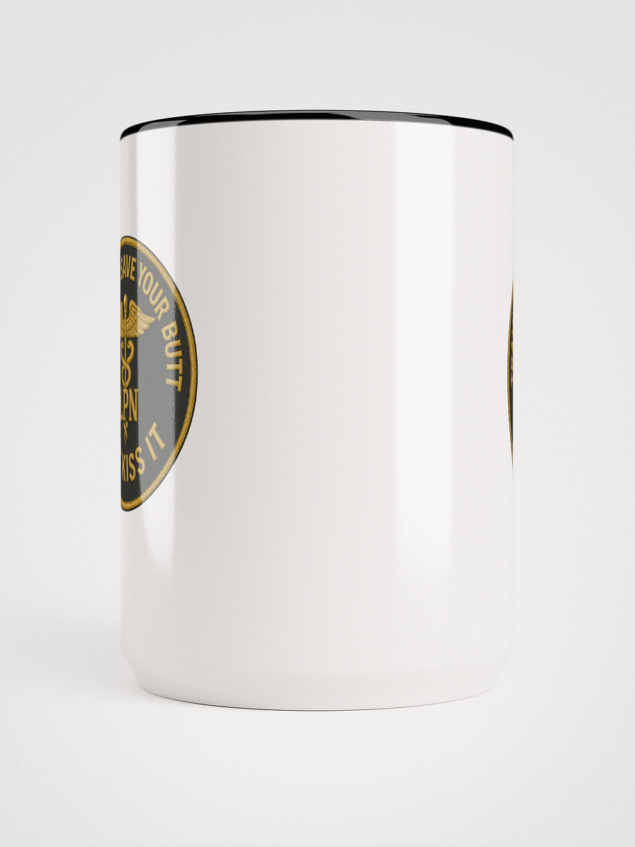 15oz Sassy LPN Mug – “Save Your Butt” Edition (White with Black Handle) product image (5)
