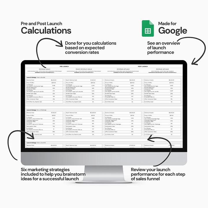Course Launch Funnel Calculator Spreadsheet product image (2)