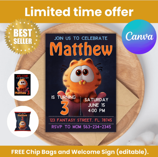 Garfield Invitation - Canva product image (1)