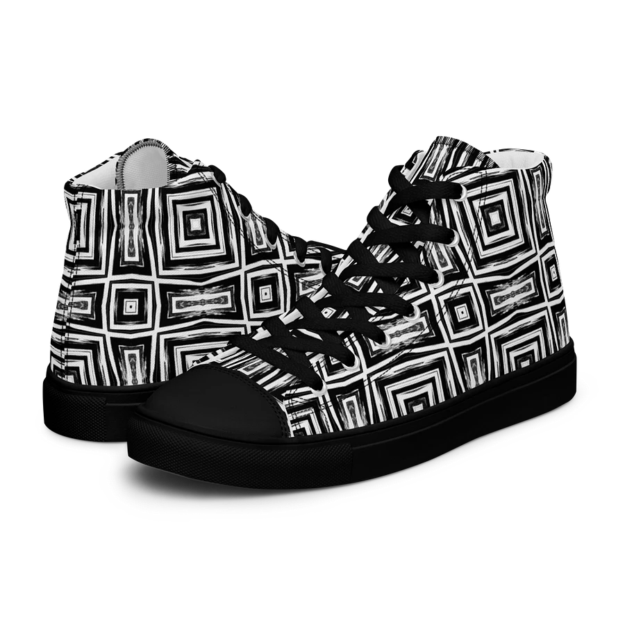 Abstract Monochrome Repeating Pattern Men's Canvas Shoe High Tops product image (29)