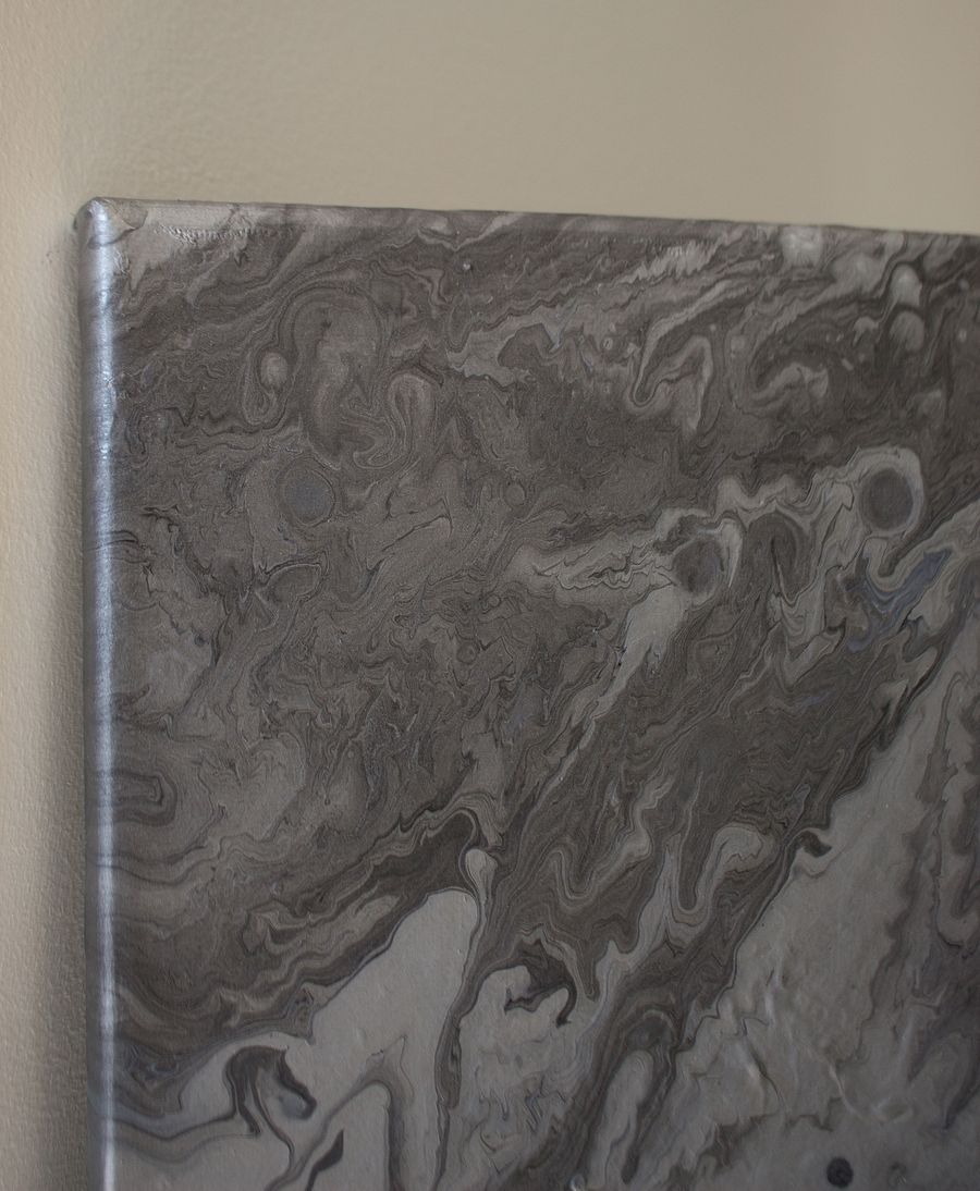 Silver & Grey Abstract Acrylic Pour Painting on 10x10 Canvas product image (3)