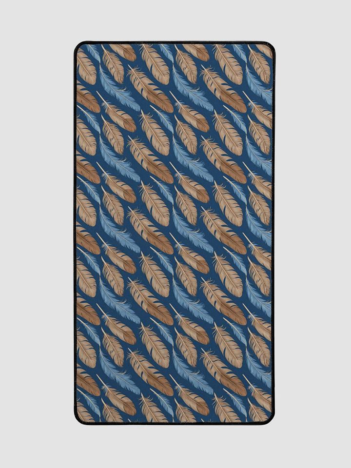 Desk Mat (31.5x15.5 inches) - Pattern of Blue and Brown Feathers product image (2)
