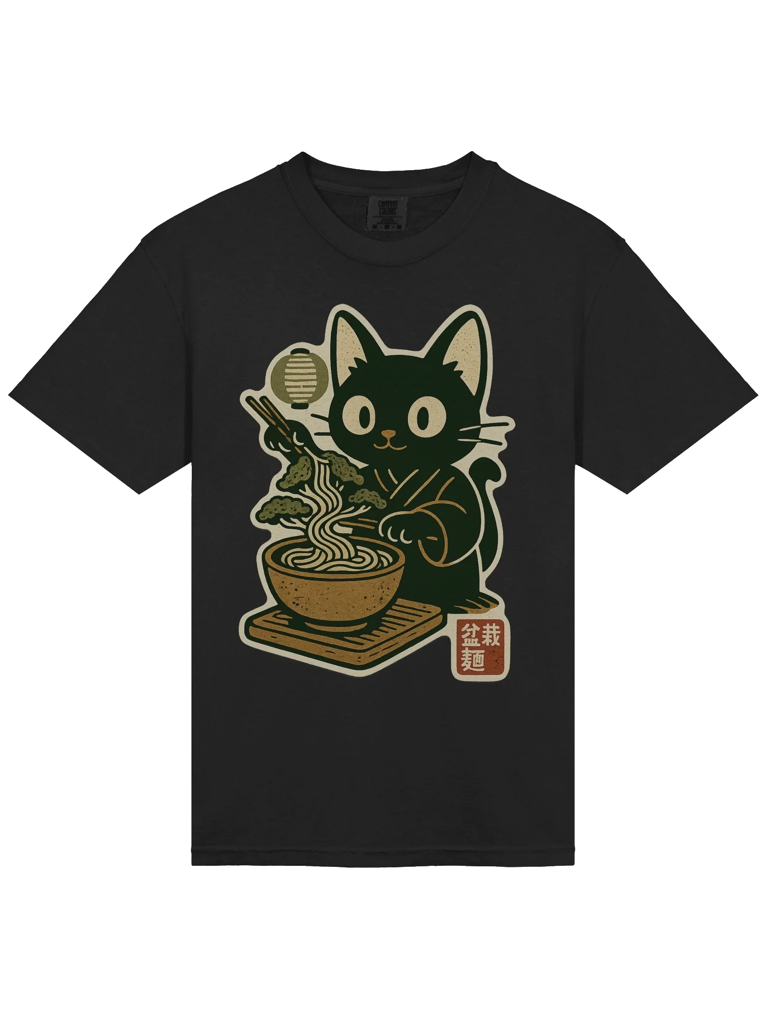 Black Cat Bonsai Noodle Craft Concept Japanese Graphic Art T-Shirt product image (23)