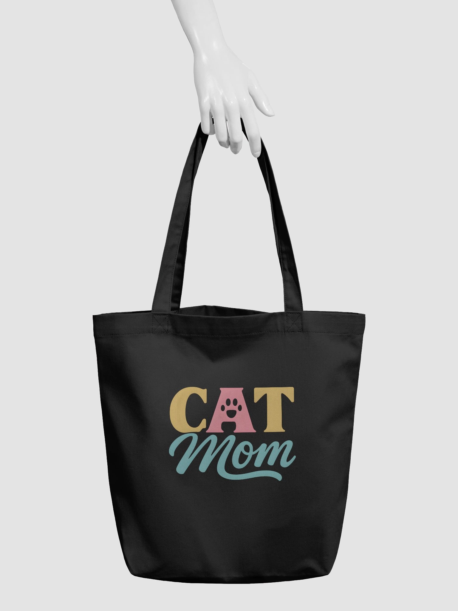 Cat Mom Tote Bag | Cute Paw Print Design for Feline Lovers product image (2)