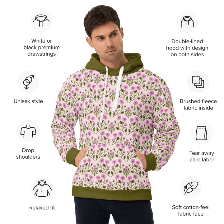 Harmony of Mums - Pink and Green - All Over Hoodie product image (2)