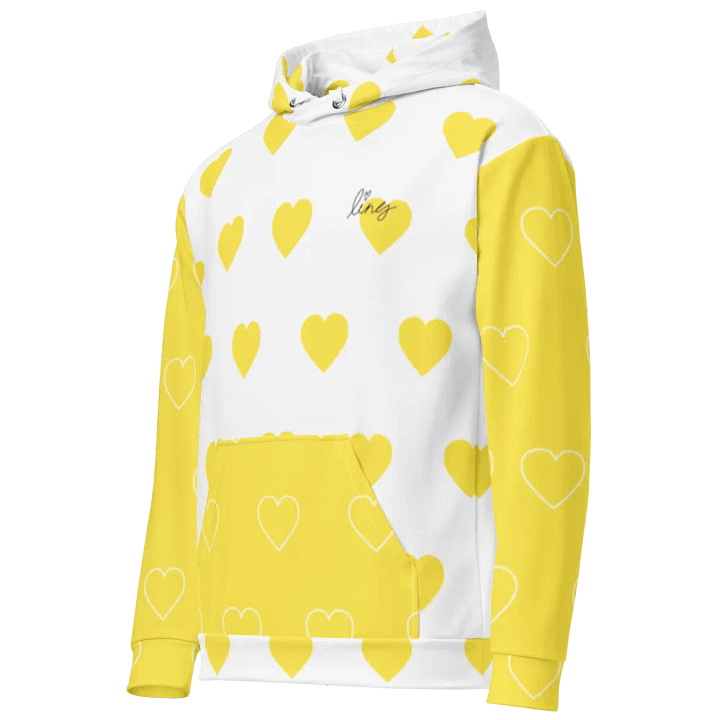 Lingling Kwong Heart Design Unisex Hoodie (White & Yellow) product image (2)