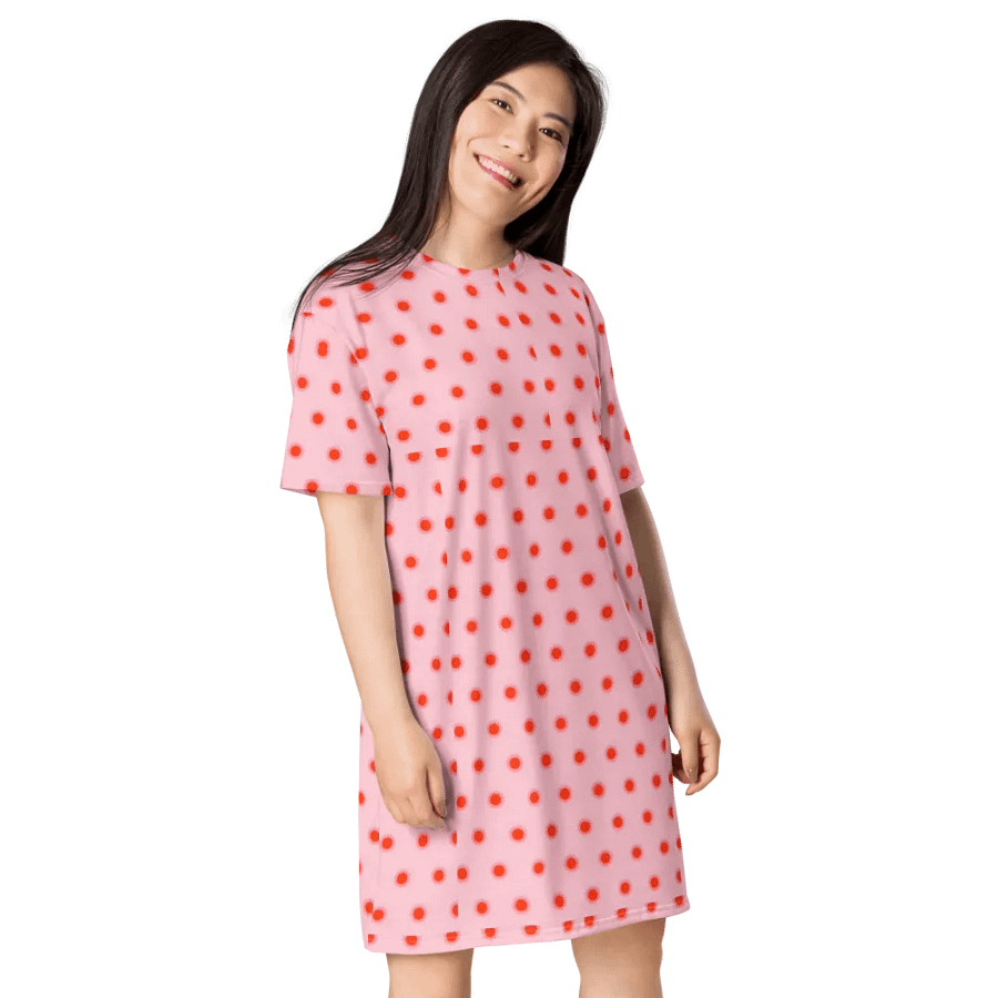 Rosy Dot Grid Oversized Dress product image (8)