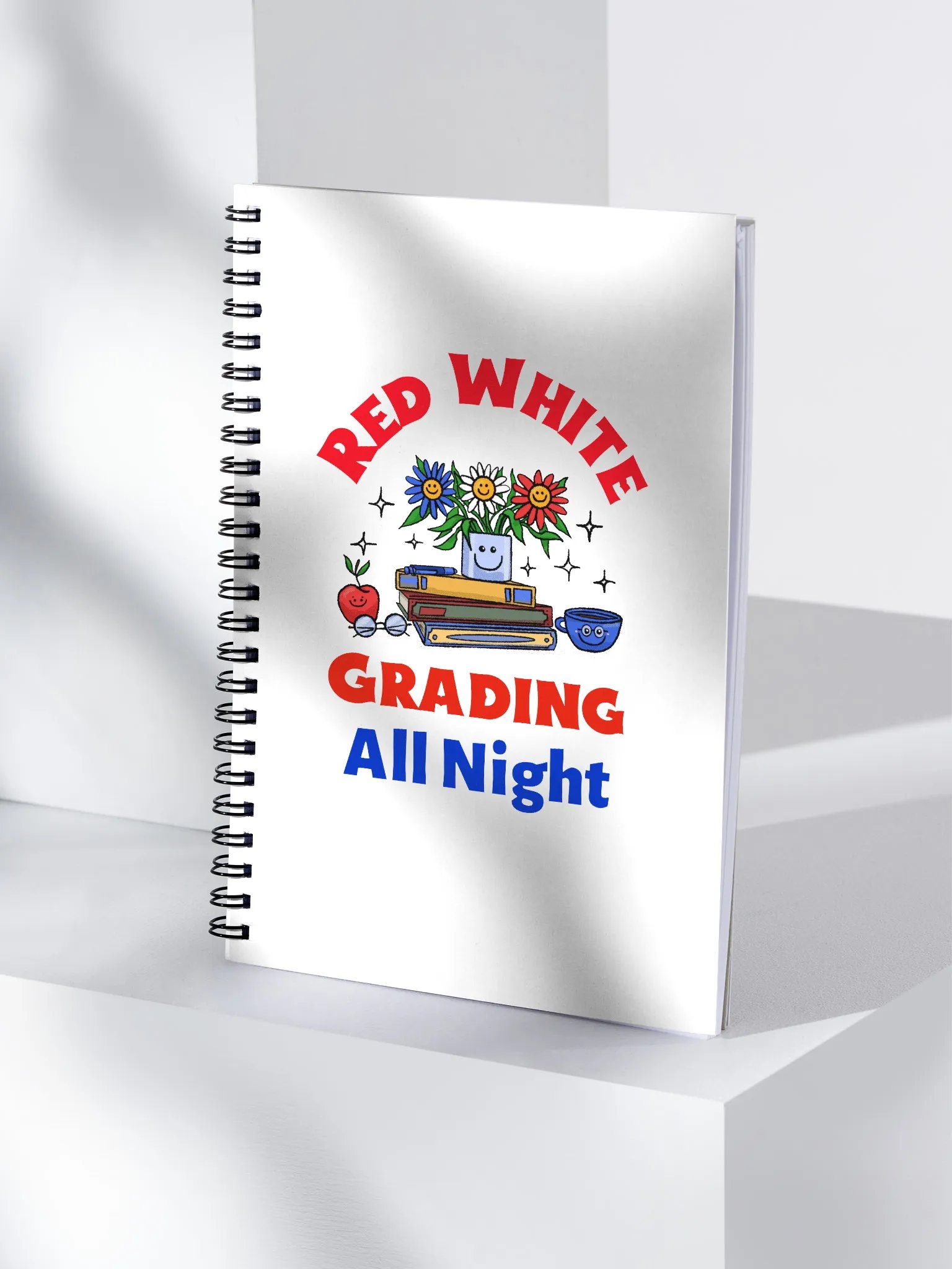 Red White All Night Spiral Notebook product image (4)