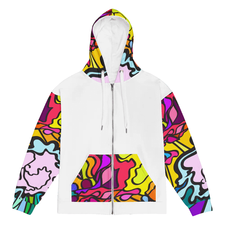 Vibrant Swirls Recycled Zip Hoodie - Wave at Sunset product image (1)