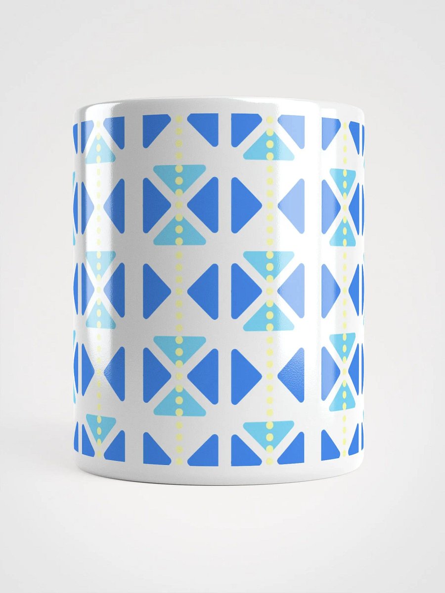 Blue Triangles And Yellow Dotted Lines White Mug product image (13)