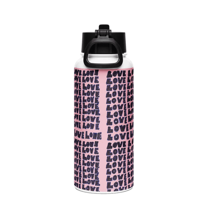 Love Stainless Steel Water Bottle with a Straw Lid in Pink product image (2)