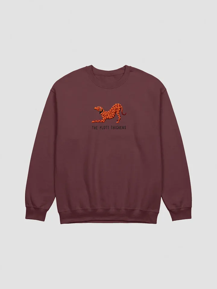 The Plott Thickens Sweatshirt (Embroidered) of a Plott Hound(Red Brindle) product image (2)