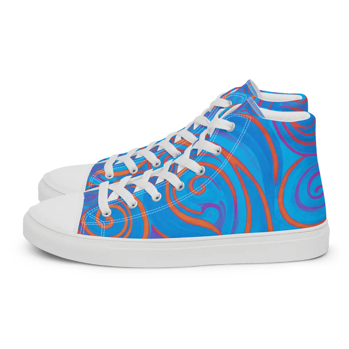 Funky Blue Dreams Liquid Tie-Dye Women's High-Top Canvas Shoes product image (2)