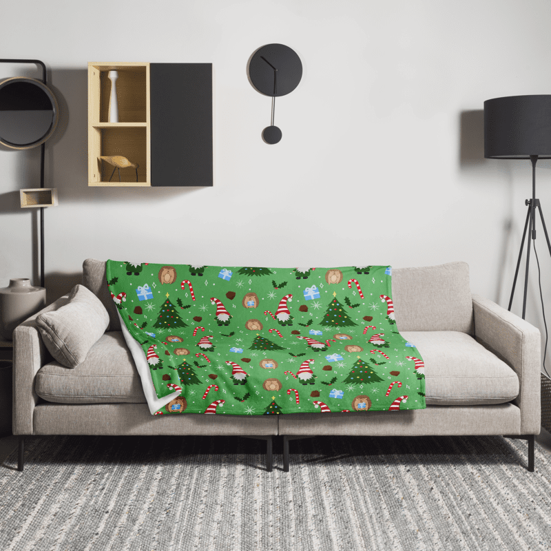 Christmas with my Gnomies in Green Throw Blanket product image (3)