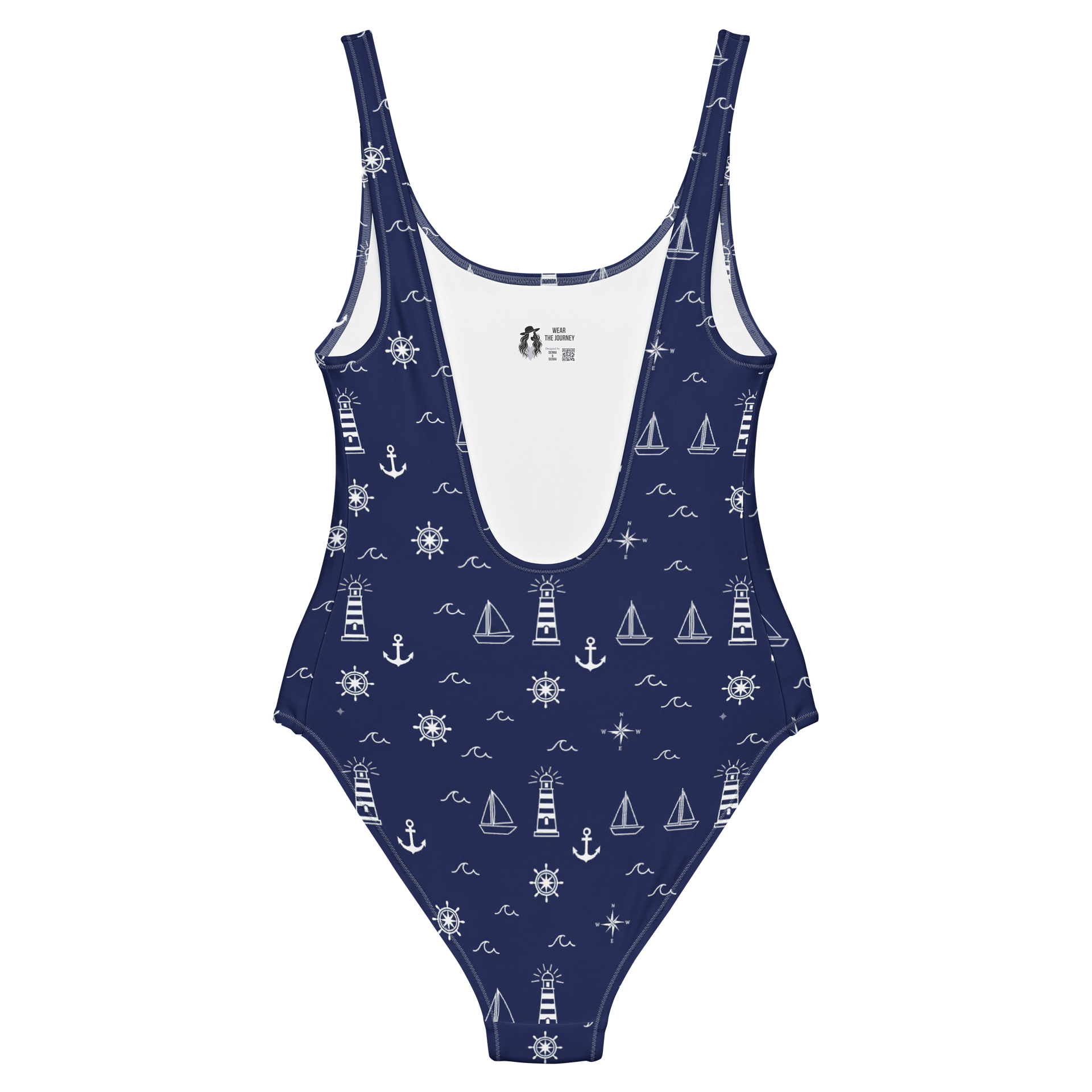 Navy Lighthouse One-Piece Swimsuit – Sailor Chic Wanderlust Swimwear product image (6)