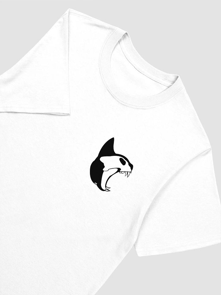 Cat Skull Bite Unisex Softstyle T-Shirt (Black on White) product image (1)
