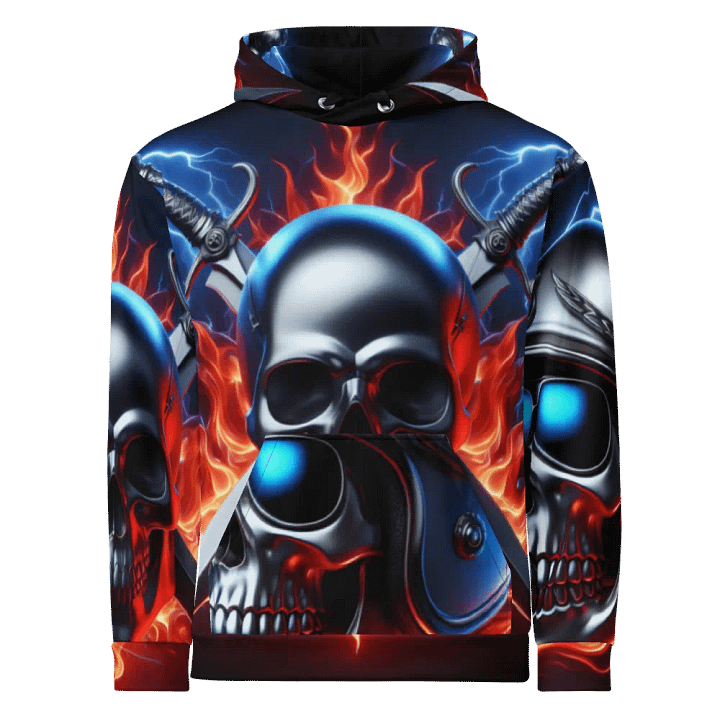 Silver Digital Skull Art - Unisex Skull Hoodie #30 product image (1)