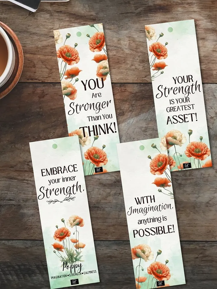 FREE Poppy Bookmark Printable, Inspirational Sayings With August's Birth Month Flower product image (1)