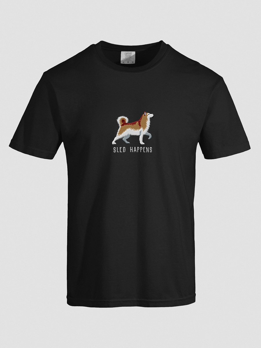 Sled Happens T-Shirt(Embroidered) of an Alaskan Malamute(Brown & White) product image (38)