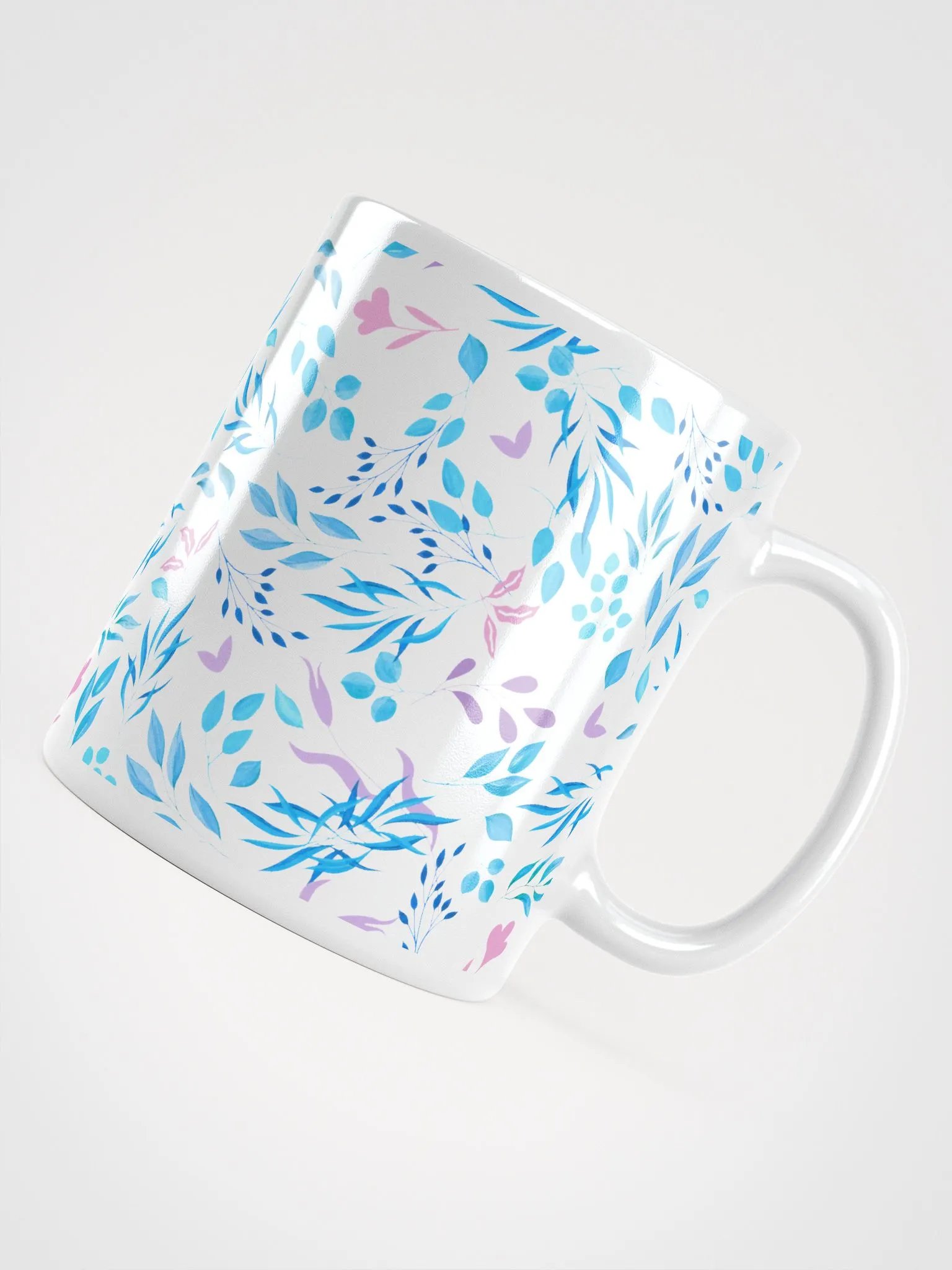 Blue And Purple Leaves Artistic Design White Mug product image (12)