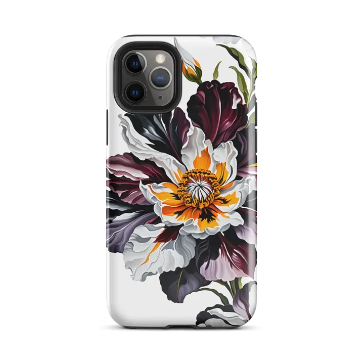 Tough Phone Case for iPhone® - Flowers in Crimson and Gray on a White Background product image (2)