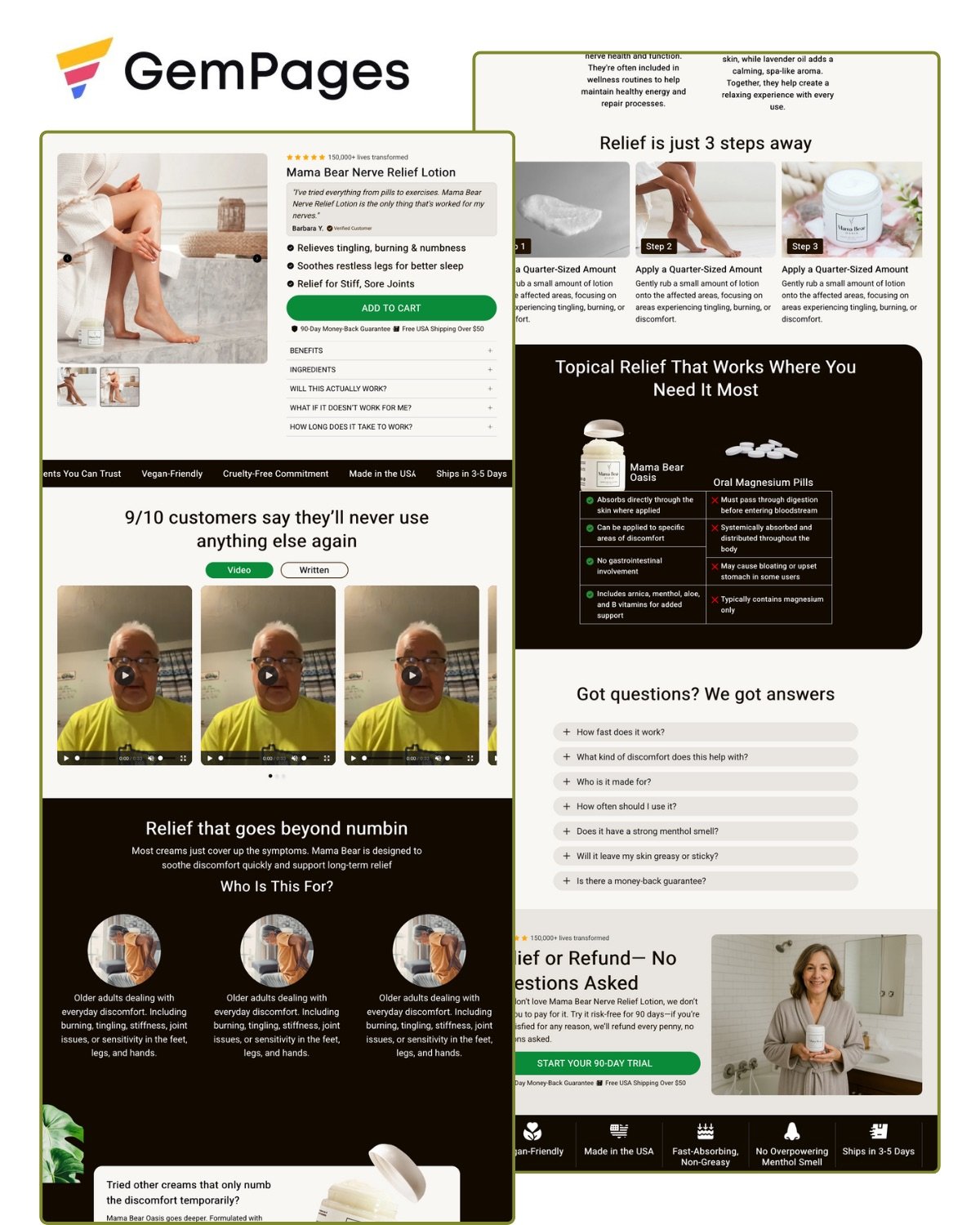 Nerve Relief Lotion Product Page | GemPages product image (1)