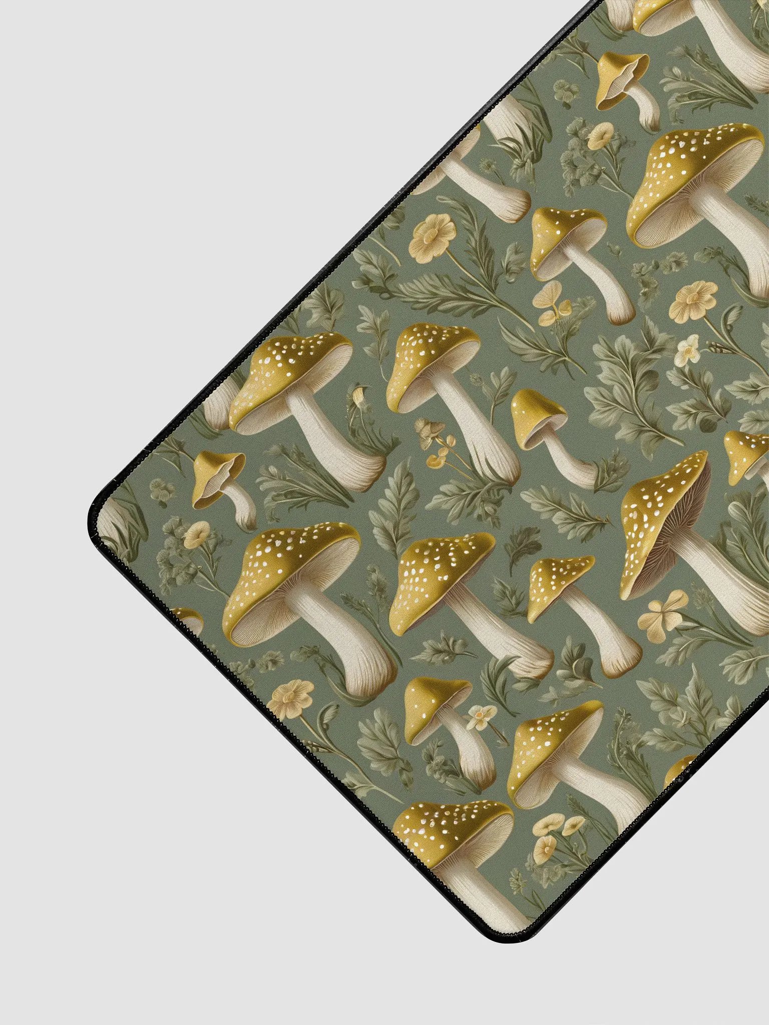 Desk Mat (31.5x15.5 inches) - Golden Mushrooms on a Dark Green Background product image (3)