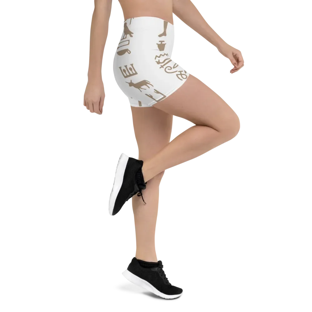 Isis White Hieroglyphs All-Over Print Shorts product image (3)
