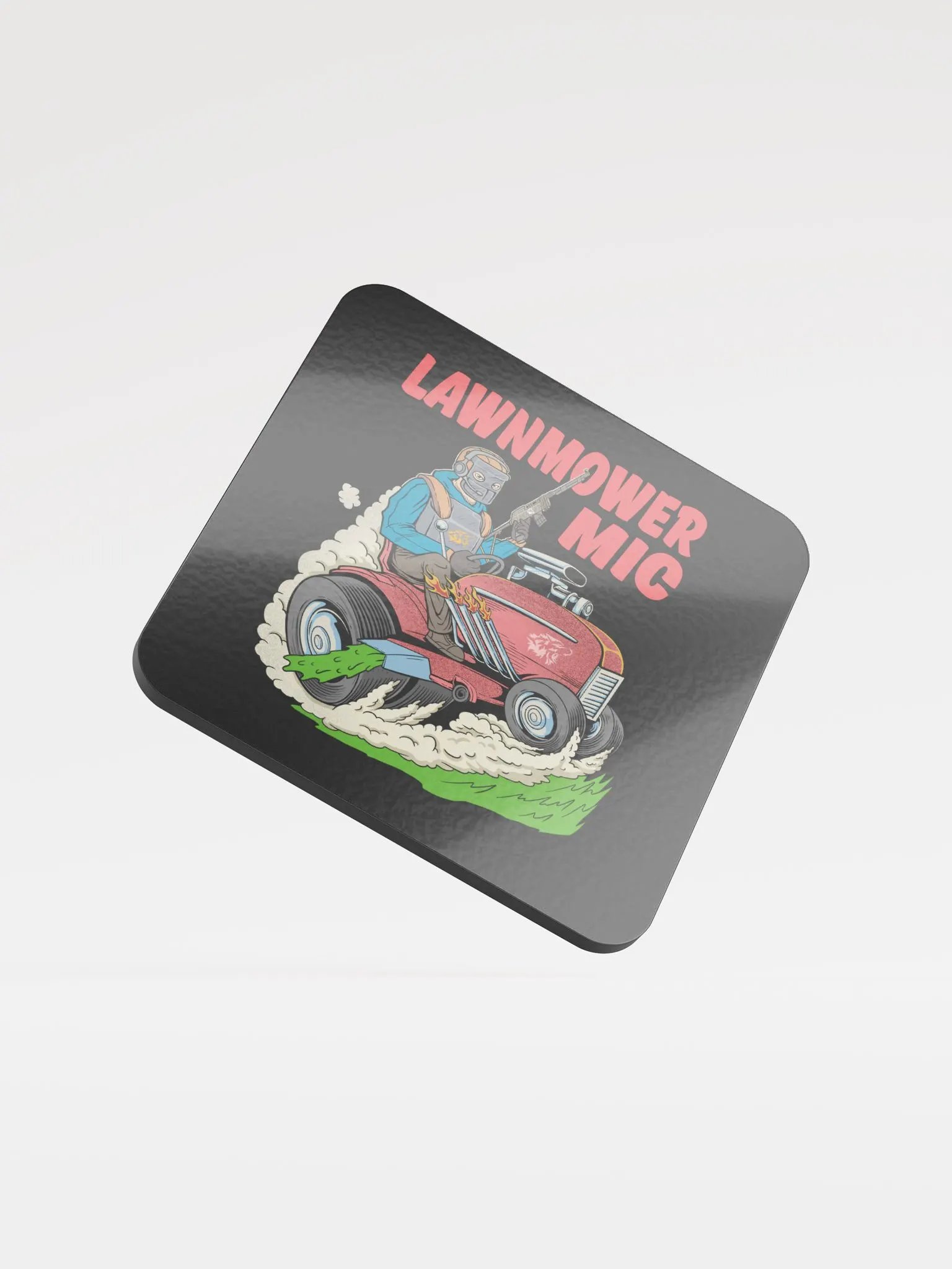 Lawnmower Mic | Glossed Cork Coaster product image (1)