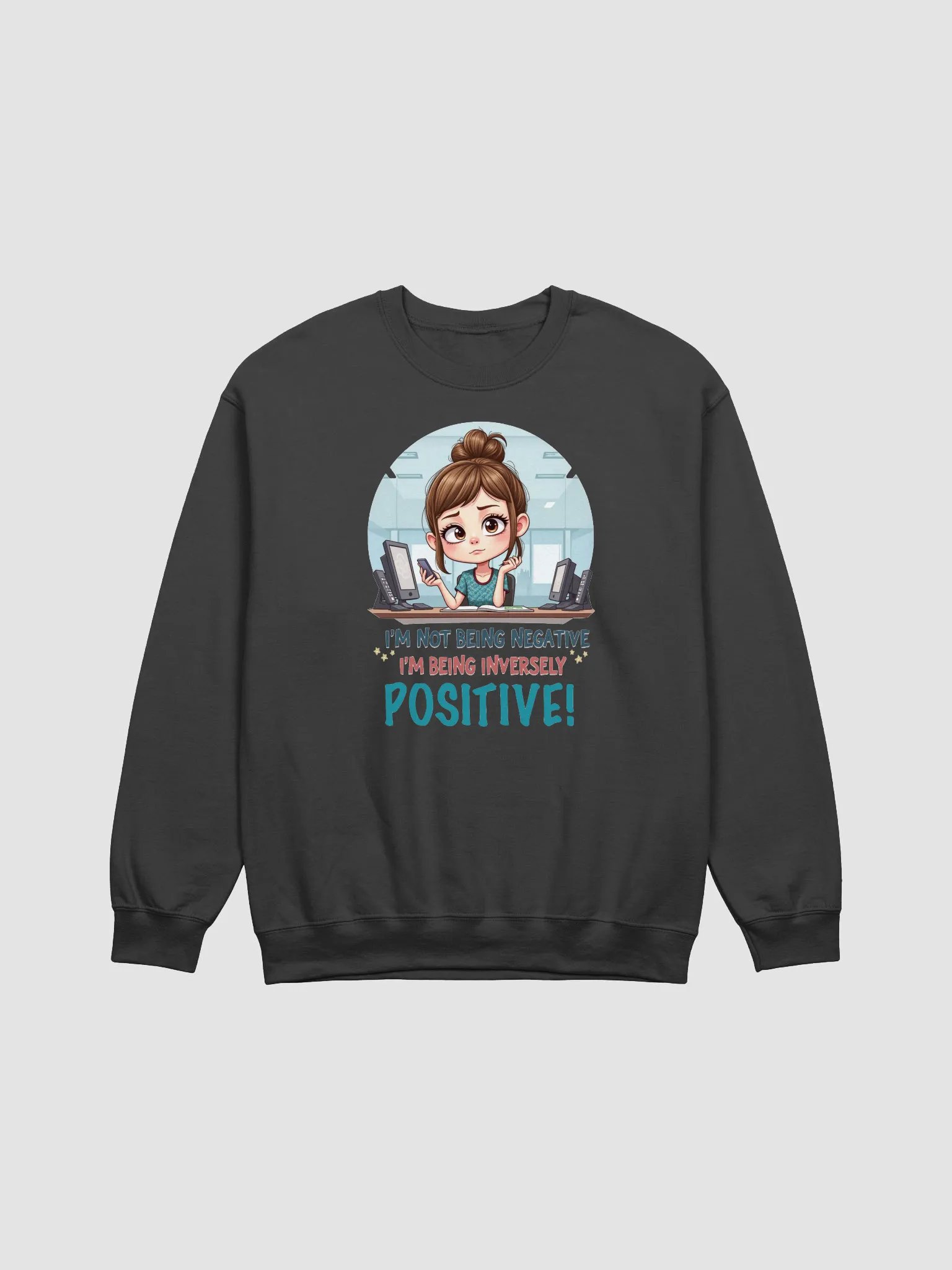 Inverse Positivity Cartoon Crewneck Sweatshirt product image (3)