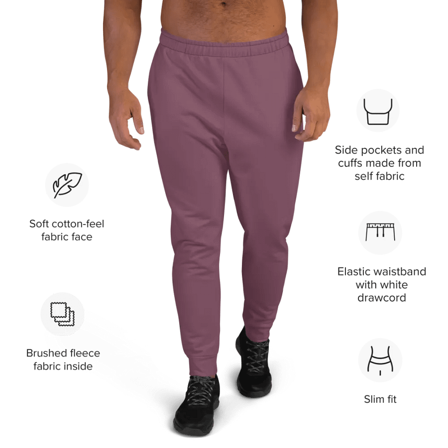 Plain Deep Purplish Red Soft Summer Recycled Polyester Premium Men's Joggers by Treasure Pie product image (9)