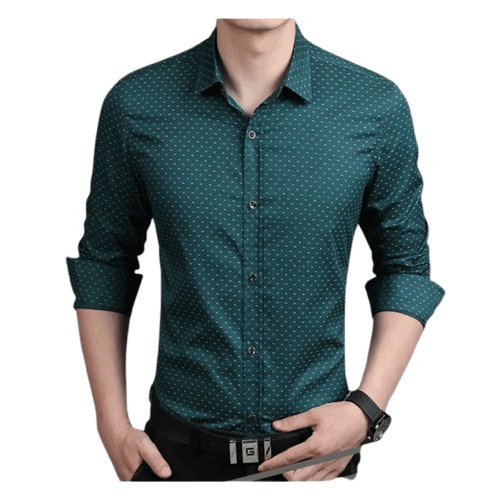 Brand Fashion Male Shirt Long-Sleeves Tops Polka Dot Printing Mens Dress Shirts Slim Men Shirt Plus Size M-5XL FGT product image (2)