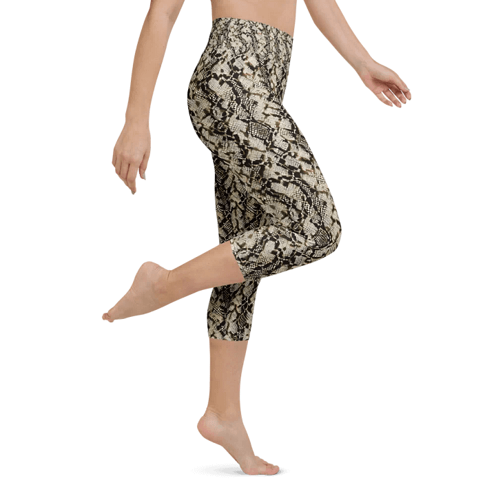 Beige Snake Pattern Capri Leggings product image (1)