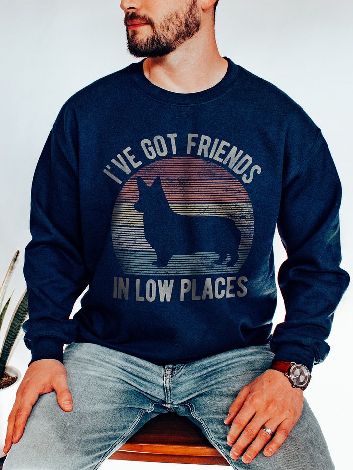 I've Got Friends in Low Places Sweatshirt | Funny Vintage-Style Shirt for Pembroke Welsh Corgi Pawrents product image (11)