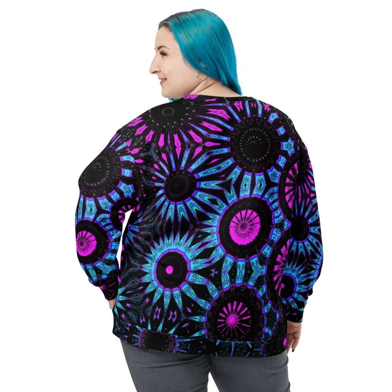 Abstract Circular Shapes in Turquoise, Black and Pink Unisex Sweatshirt product image (14)