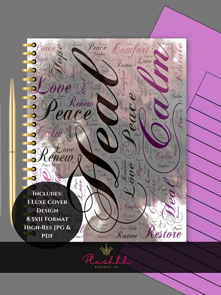 Healing Words Journal Cover Set | Digital Art for Inner Peace & Reflection product image (1)