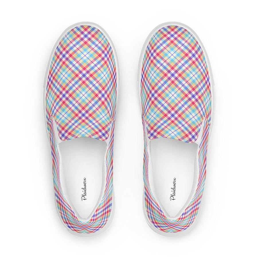 Purple, Pink, and Blue Plaid Women's Slip-On Shoes product image (1)