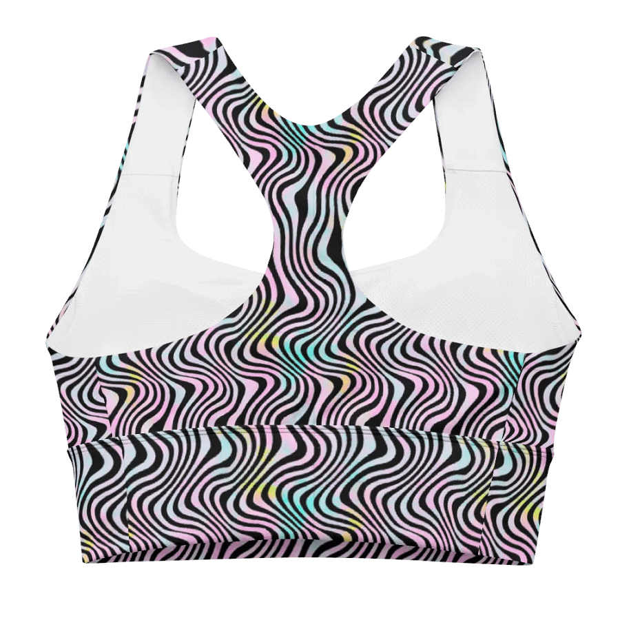 longline sports bra in wavy pink black and Turquoise design product image (9)