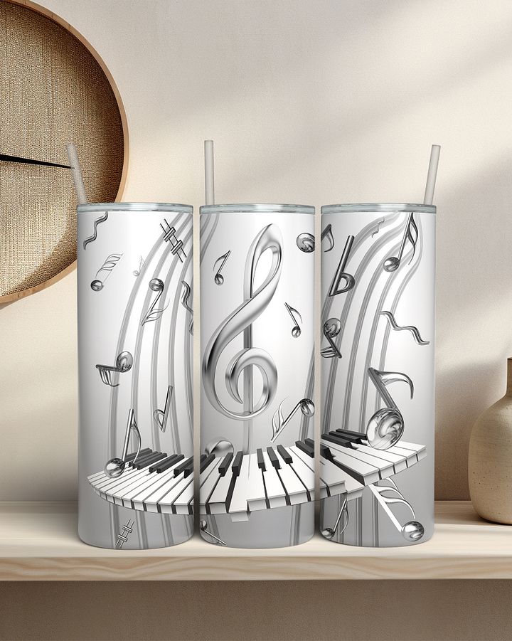 3D Metallic Music Notes with Keyboard product image (2)