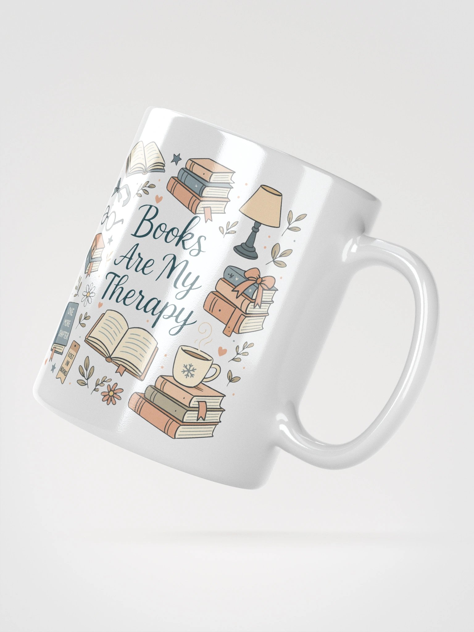 Books Are My Therapy White Glossy Mug product image (3)