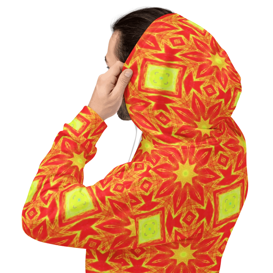 Abstract Repeating Orange Flower Unisex Pull Over Hoodie product image (5)